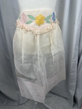 Vintage MCM 1950s Sheer Pink Chiffon Half Apron Hostess Floral