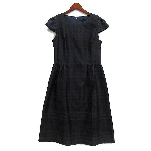 Abito Burberry London Shadow Check jacquard maniche francesi blu navy taglia 38