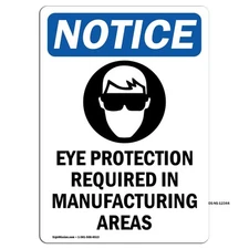 Eye Protection Required With Symbol OSHA Notice Sign Metal Plastic Decal
