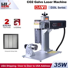 DAVI 35W CO2 Galvo Laser Marking Engraver Machine with Rotary Axis and Honeycomb