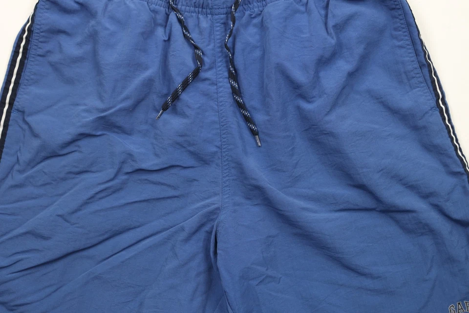 Pantalones Cortos De Colección Y2K 2002 Gap Para Hombres Medianos Deletreados Bloque Letra Rayas Forrados Azul Foto 3 de 4