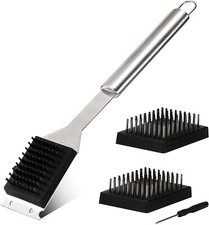 16.5  Grill Brush and Scraper with 2 Replacements  1 Silver Outdoor Grill New
