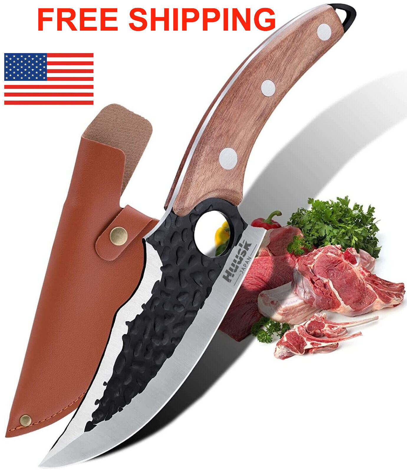 Viking Chef Huusk Knife Japan Kitchen Meat Cleaver Butcher Boning Knife new