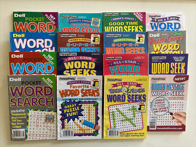 Lot of 5 Dell Penny Press Word Search Puzzle Books UNSORTED MIXED Seek Hunt