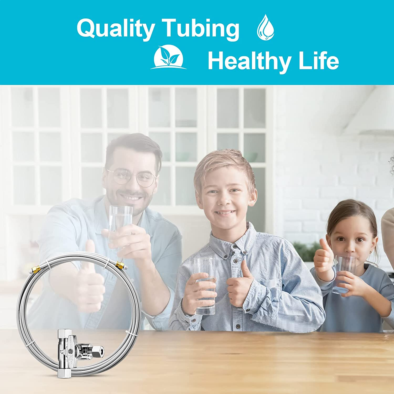 PEX Refrigerator Water Line Kit 25FT Ice Maker Tubing with Tee Stop