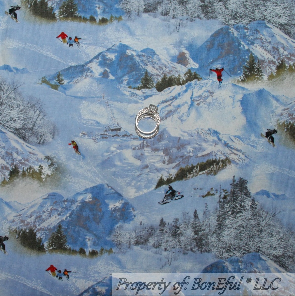 BonEful Fabric Cotton Quilt Blue Mountain Scenic Xmas Winter SKI Mask Snow  Sport | eBay