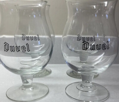DUVEL Tulip Beer Glass Black Outline Lettering Logo 0.5L, Circa 1950