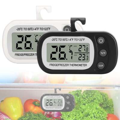 US Refrigerator Thermometer Digital Fridge Freezer Waterproof Large LCD Display