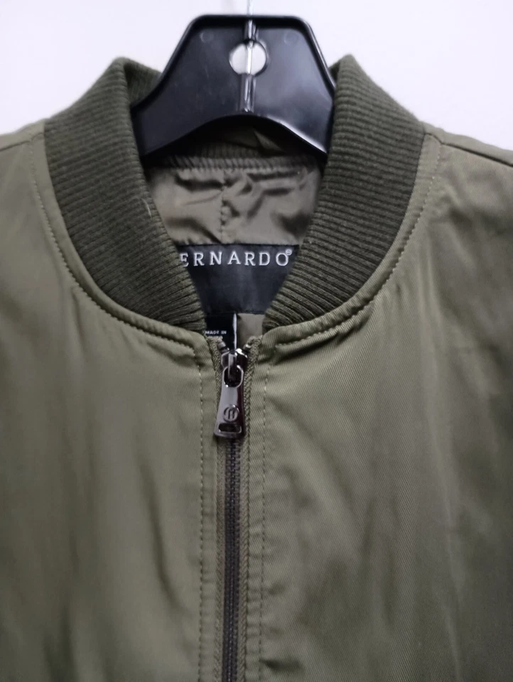 Bernardo Womens Bomber Jacket Medium Olive Green Zip Front Lightweight Lined - Image 4 of 4
