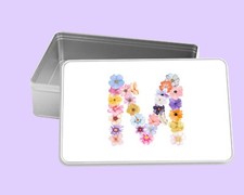 Pretty Flowers Storage Tin with any letter - Gift for Mum / Nan
