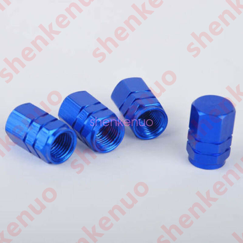 4 Blue Aluminum Tire/Wheel Air Pressure Valve Stem CAPS for AutoCar