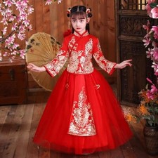 Girls' Hanfu, New Year's Clothing, Cheongsam Dresses, Chinese tang style 12822