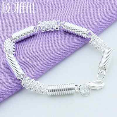 DOTEFFIL 925 Sterling Silver Spring Circle Bracelet Wedding Fashion Jewelry