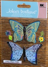 RARE Jolees Butterflies  Flowers  Butterfly  Blue Green 3D Scrapbook Stickers