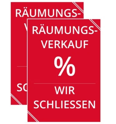 A1 Plakat 2 Stück Räumungsverkauf WIR SHLIESSEN 59,4 cm x 84,1 cm SALE