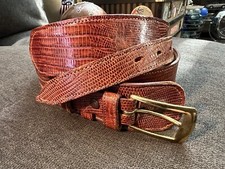 Vtg Justin Genuine Lizard Mens Western Belt sz 32 S547R Brown Cutter Bill 1.5