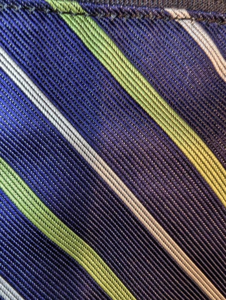 J. Crew Shoulder Bag Blue With Green And White Stripe 100 Percent Silk purse - Image 3 of 4