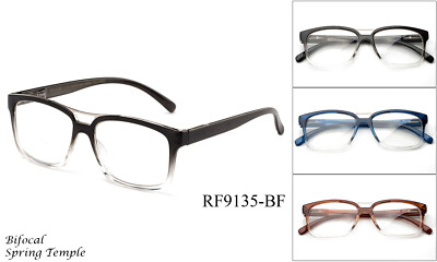 Bifocal Reading Glasses Readers Classic Retro Transparent Spring Hinged Unisex