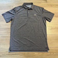 Johnnie O Shirt Mens Large Gray Stripe Short Sleeve Golf Polo Performance