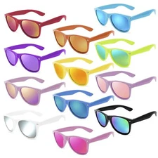 12 Pcs Neon Color Party Sunglasses 80's Retro Sunglasses for Adults Men Women