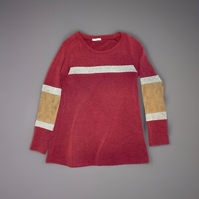12 Pm By Mon Ami USA Color Block Maroon Gray Brown Long Sleeve Women s Size S