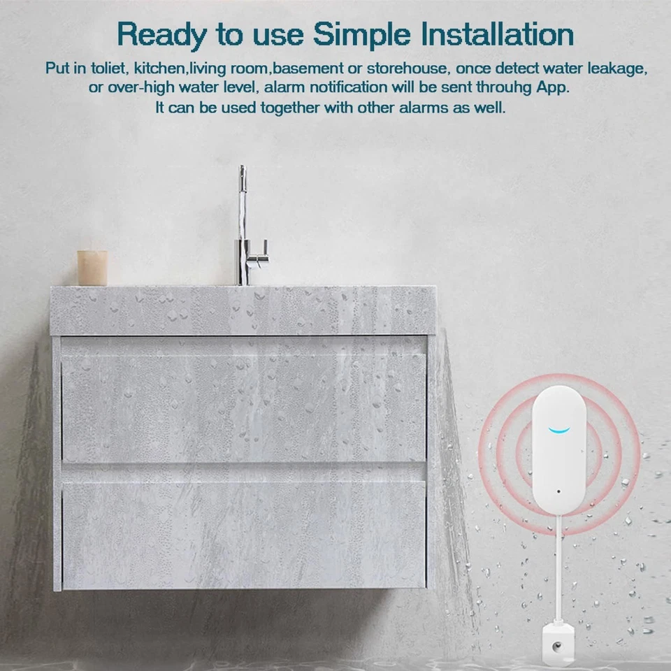 Lote de Detector Inteligente de Fugas de Agua APP Alarma WiFi Hogar Detector de Fugas de Agua Foto 4 de 4