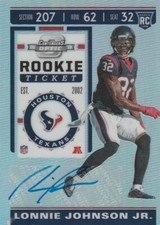 2019 CONTENDERS OPTIC LONNIE JOHNSON JR. CB TEXANS ROOKIE TICKET PRIZM AUTO SP
