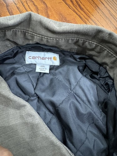 Carhartt Work Coat Mens 2XL Artic Quilt Lined Quality Made Heavy Duty Green - Picture 6 of 11