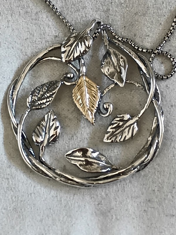 14k Gold Sterling Sterling  Pz Pendant Necklace 18"