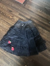 True Vintage Women  s BlackFull Tulle Petticoat Rhinestone rose