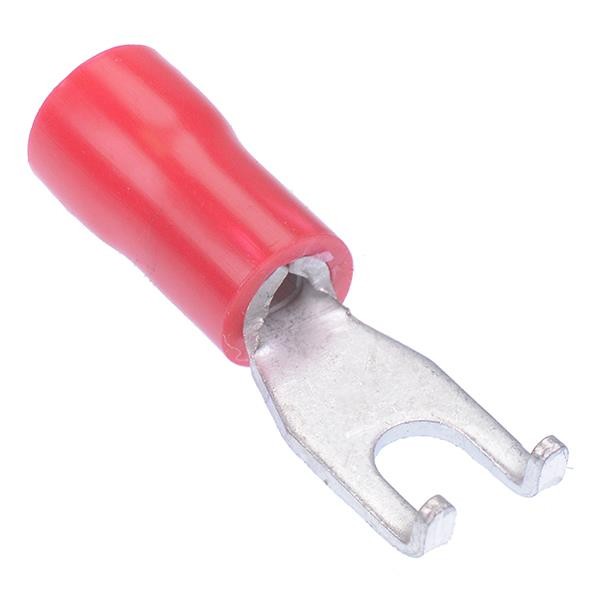 10 x Red 3.2mm Insulated Flanged Fork Crimp Terminal