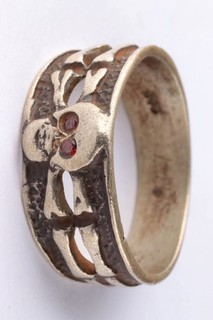 I.HS engraving Skull Bones 835 Silver mark ww2 WWII Ring war period ww1 WWI art