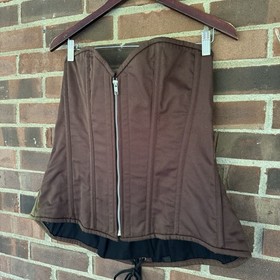 Top Drawer Corset Brown Lace Up 100% Cotton Women&rsquo;s Size XXL