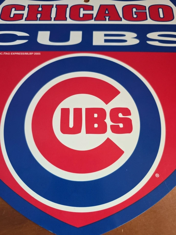OLD SCHOOL MLB Chicago Cubs Shield  Plastic Sign - RICO 2005 - Image 3 of 4