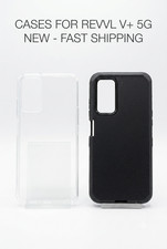 For T-Mobile REVVL V 5G Black Dual Layer ShockProof Clear Case Cover -NEW