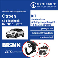FüR Citroen C3 Fliessheck III Typ SX 07.2016-Jetzt AHK Abn +13Pol Sp. E-Satz TOP