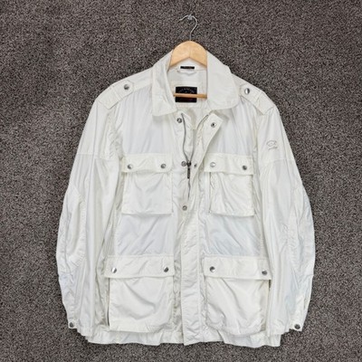 Paul & Shark Yachting Nylon Field Jacket Mens XL White Made In Italy FLAW