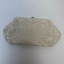Vintage Beaded Sequin Evening Clutch Purse Pearl