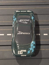 Micro Scalextric Green And Gray Jaguar  1/64 HO Scale Slot Car