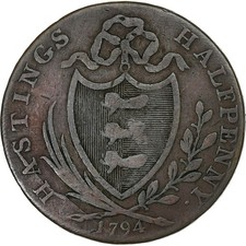 United Kingdom, Halfpenny Token, Hastings, 1794, Kupfer, S+