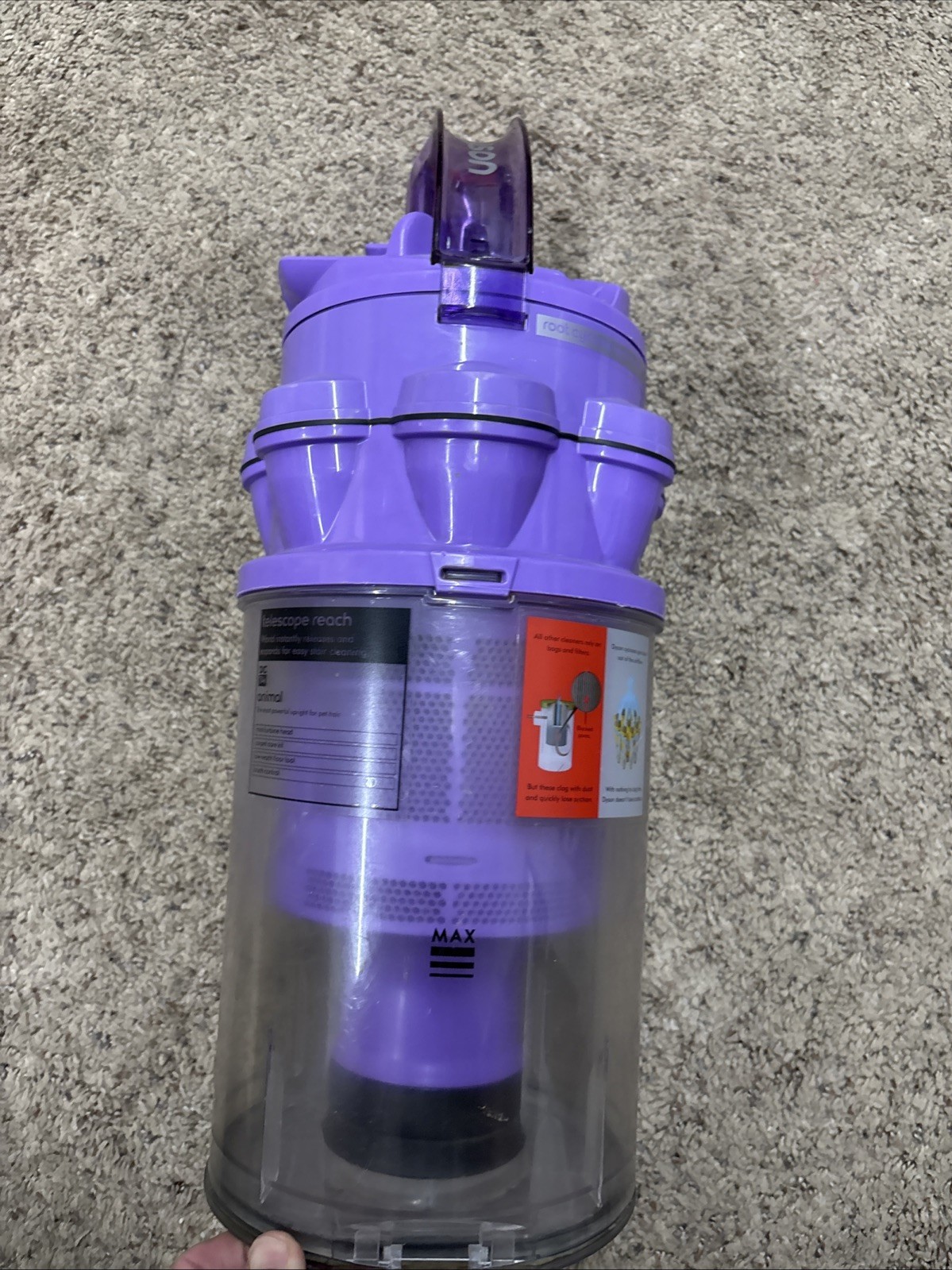 Dyson DC14 Animal Cyclone Vacuum Cleaner with Purple Bin Assembly-image