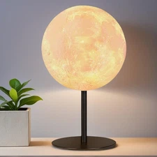 Small Table Lamp for Bedroom - Moon Lamp, Kids Night Light Bedside Lamps for ...