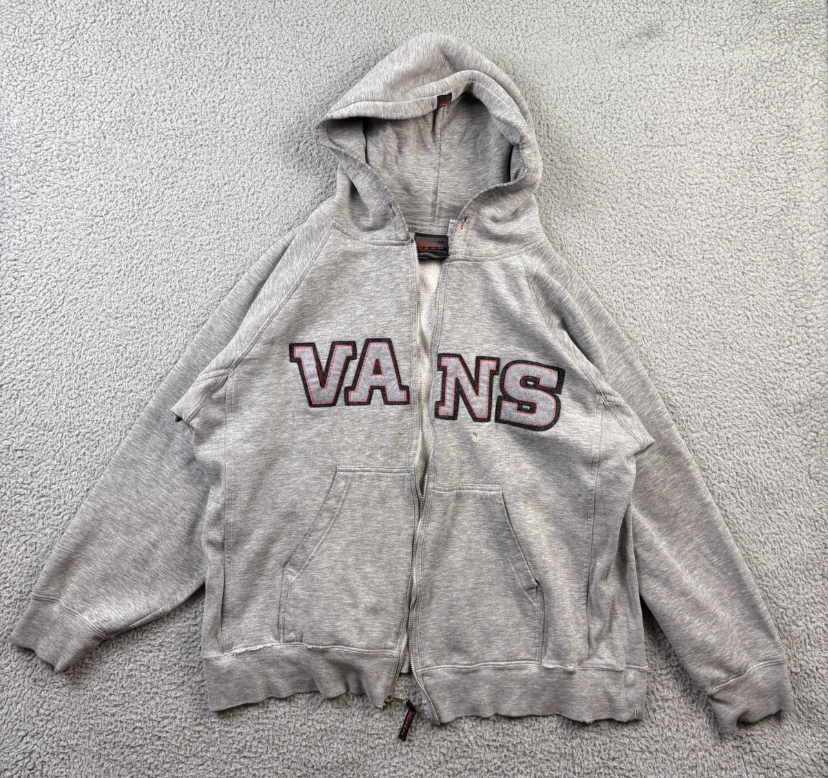 VTG Vans Hoodie M Gray Full-Zip Sweatshirt Skate Streetwear OG