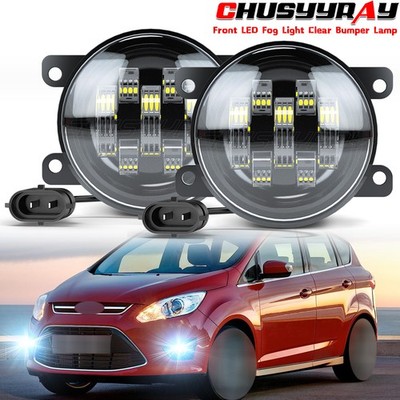 Pair For 2013 2014-2016 Ford C-Max LED Fog Lights Front Bumper Driving Lamps