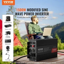 Modified Sine Wave Inverter  1500W  DC 12V to AC 120V Power Inverter with 2 AC