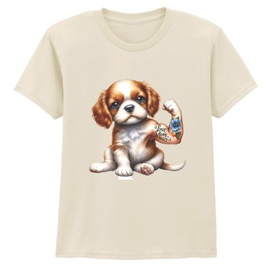 Love Mom Welpe Hunde Tiere Unisex Kinder T-Shirt Flexing Arm Tattoo Grafik