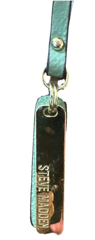 Steve Madden Charm Tag Gold Tassle w/ Leather Strap Green
