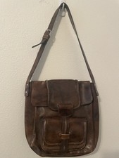 Vintage Brown Shoulder Bag Top Snap Enclosure Genuine Leather Made In Brazil