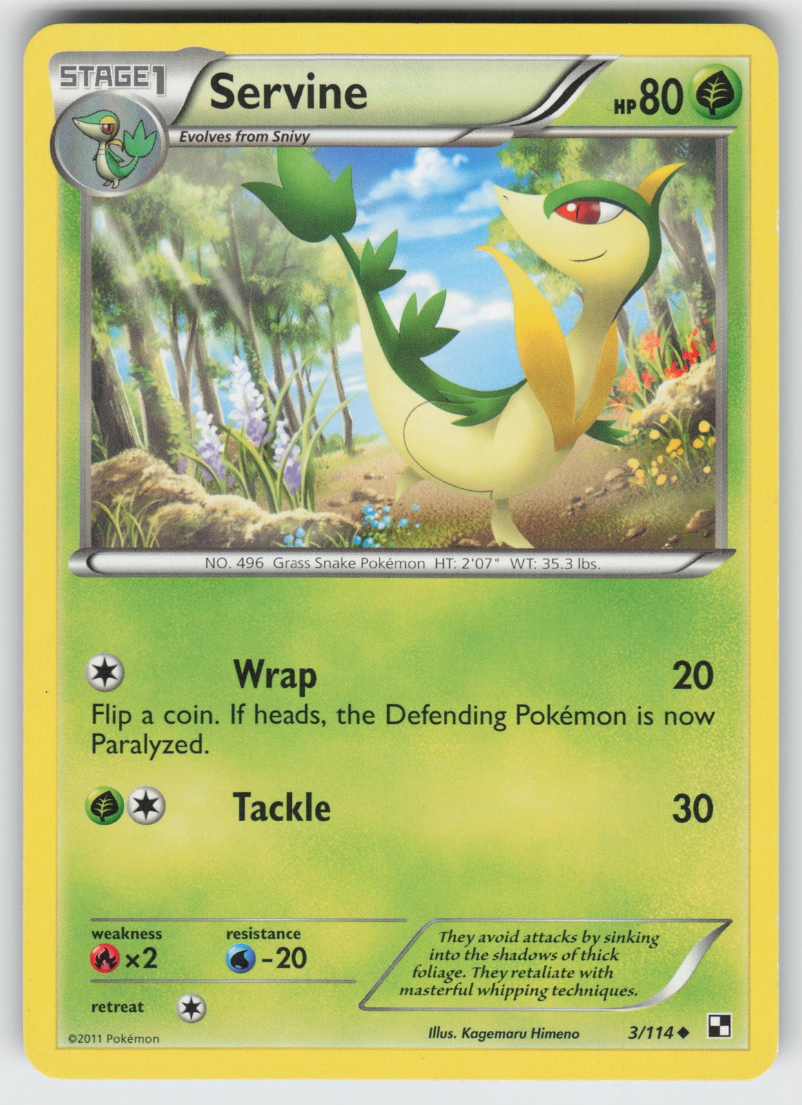 Servine (3) Uncommon Black and White 3/114 Pokemon