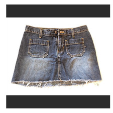 Abercrombie Fitch Denim Mini Skirt Blue Frayed Hem Size 0 Y2K